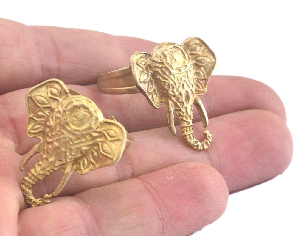 Elephant Ring Adjustable Raw brass (18.5mm 8.5US inner size) 2978