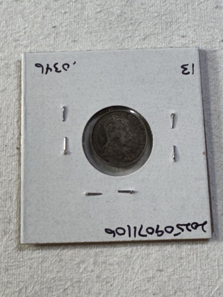 1906 Canada 5 Cents Small Silver Coin Cleaned