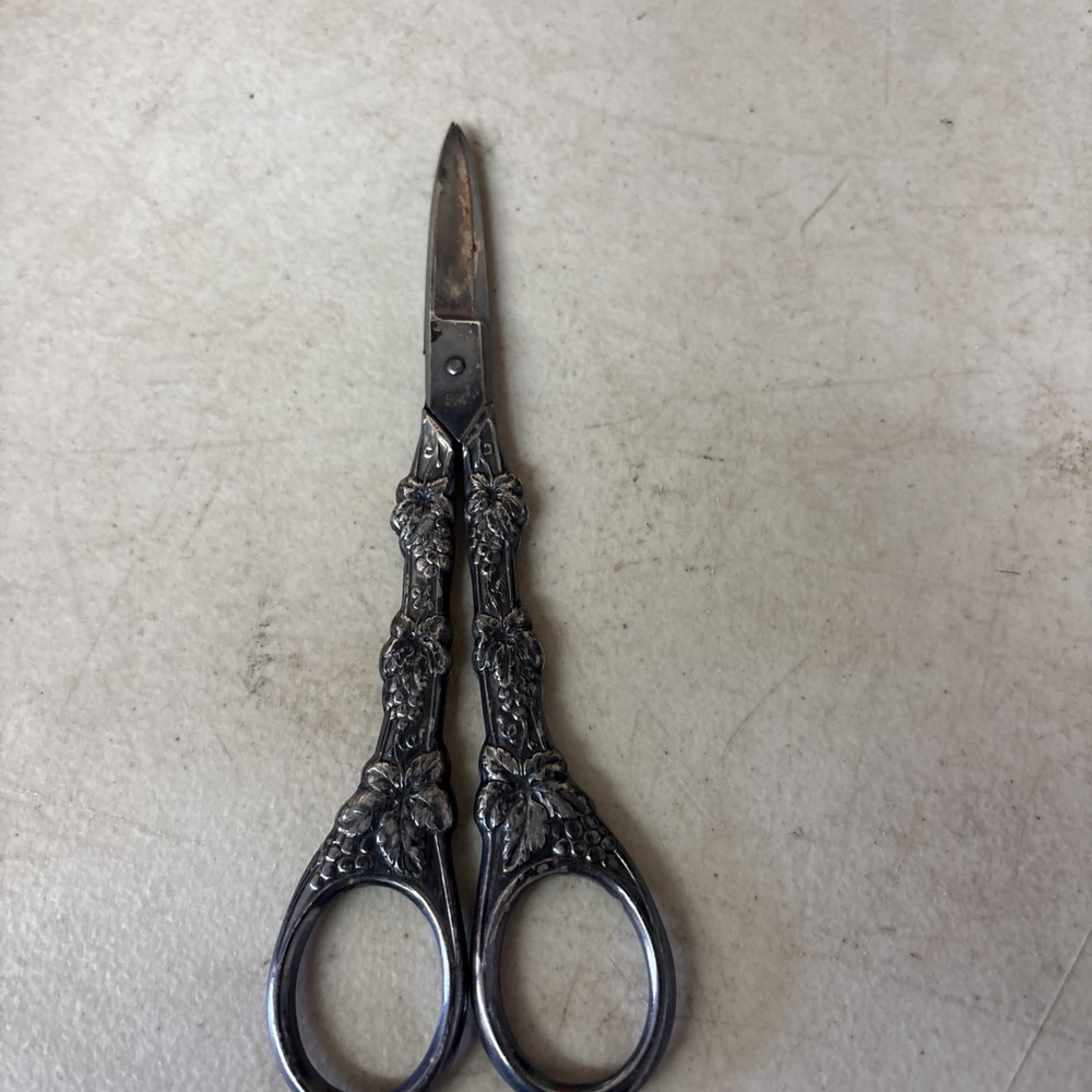 vintage Solingen Germany silverplate sewing embroidery scissors
