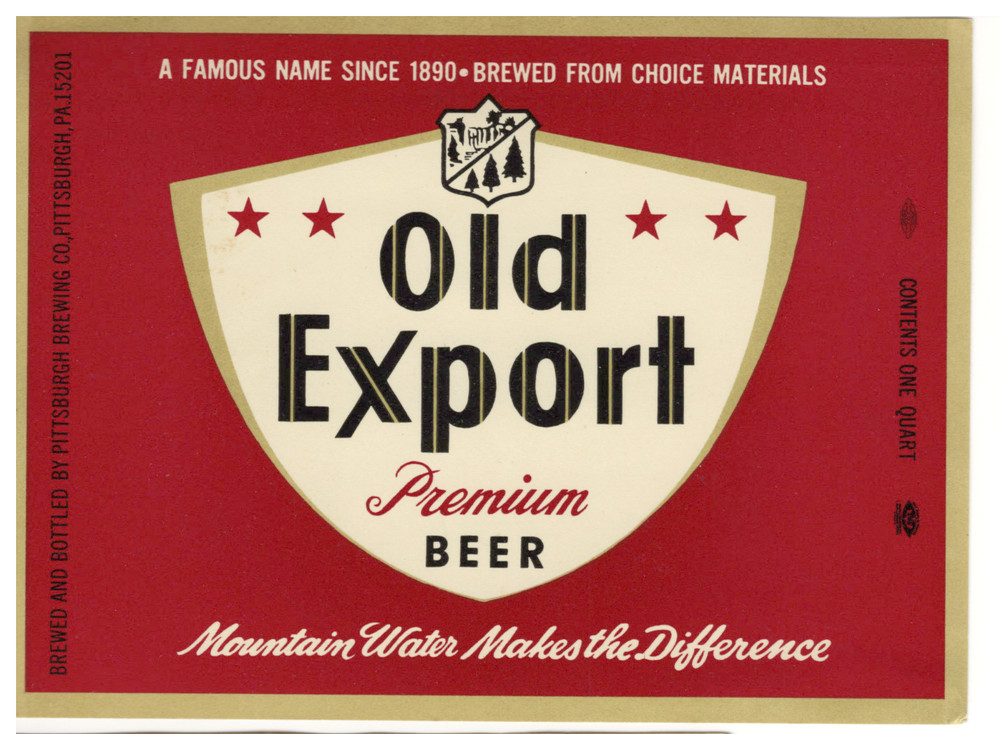 Throwback Old Export Beer Bottle Label Pittsburgh Brewing PA  #32