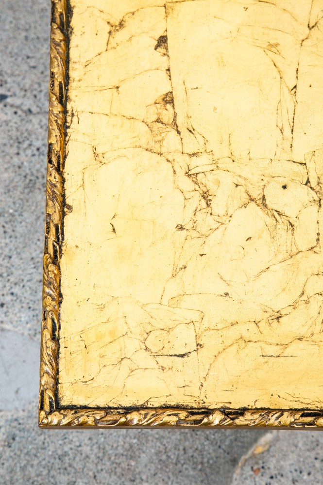 Mid Century Modern Side Table End Rectangular Hollywood Regency Gold 1970s 70s