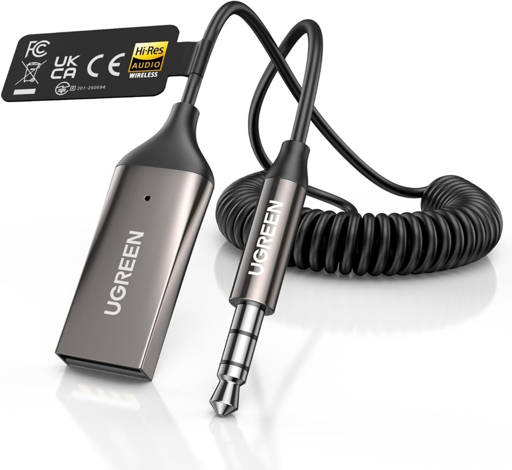 Compact Bluetooth 6.0 Car Adapter: Convert Aux to Bluetooth with LDAC Support