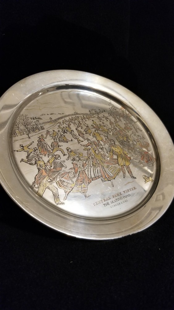 Currier & Ives Solid Sterling Silver Plate Central Park Winter 236 grams