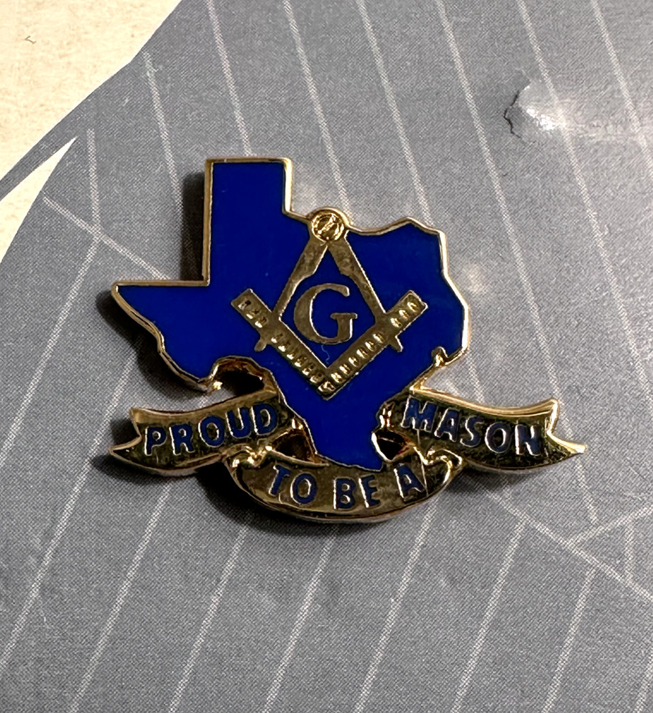 TEXAS MASONIC BLUE & GOLD PLATED LAPEL PIN B907