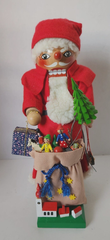 Steinbach Nutcracker Santa With Toy Bag & Tree  14" 1989