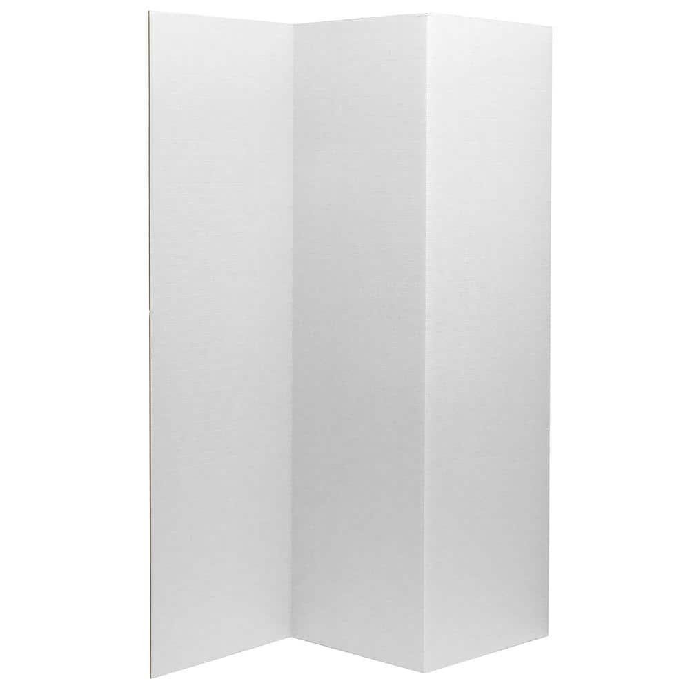 Temporary Room Divider Folding Screen 6 ft White Cardboard Partition 3-Panel