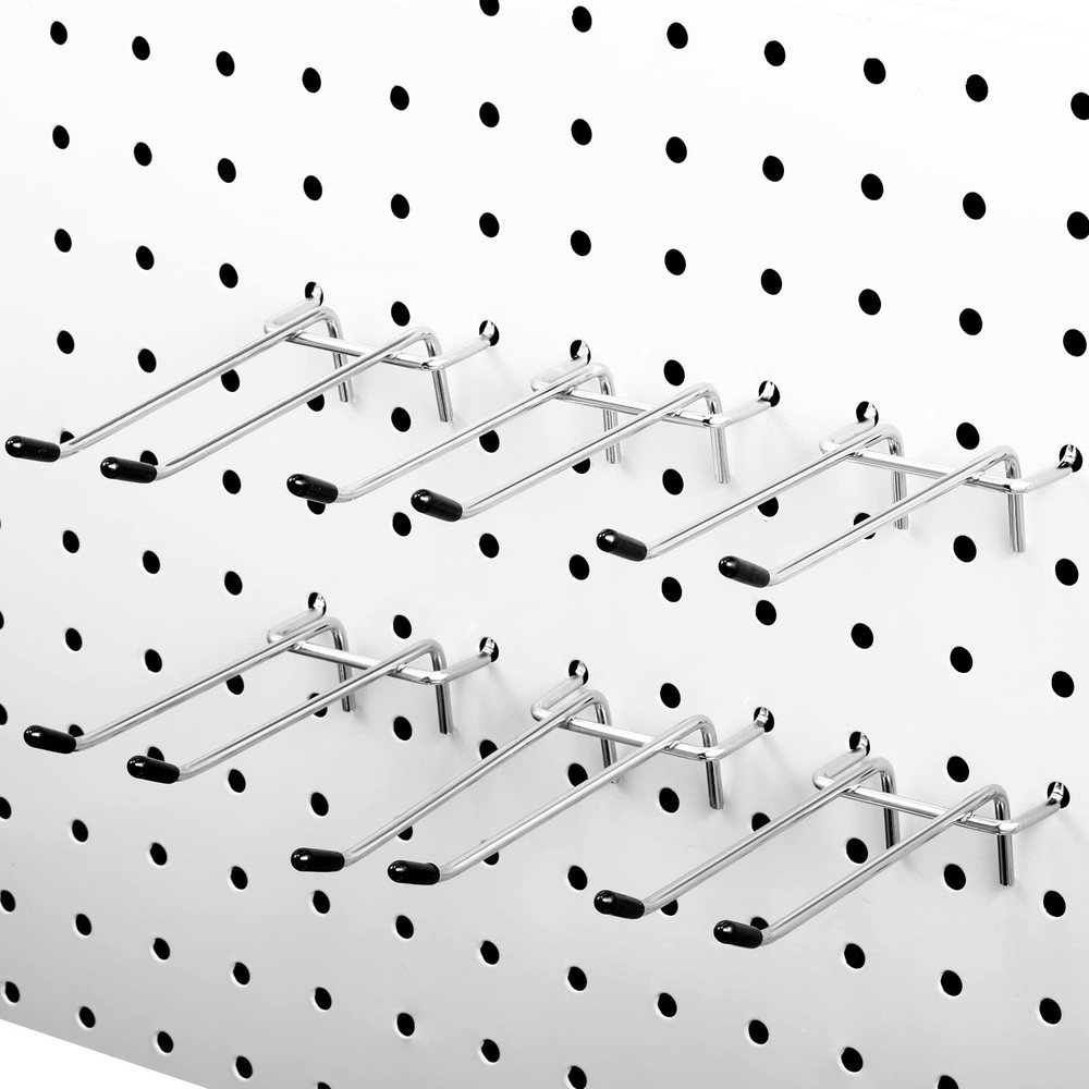 50 Pack Pegboard Hook Stainless Steel Peg Board Tool Utility Hooks Double Arm...