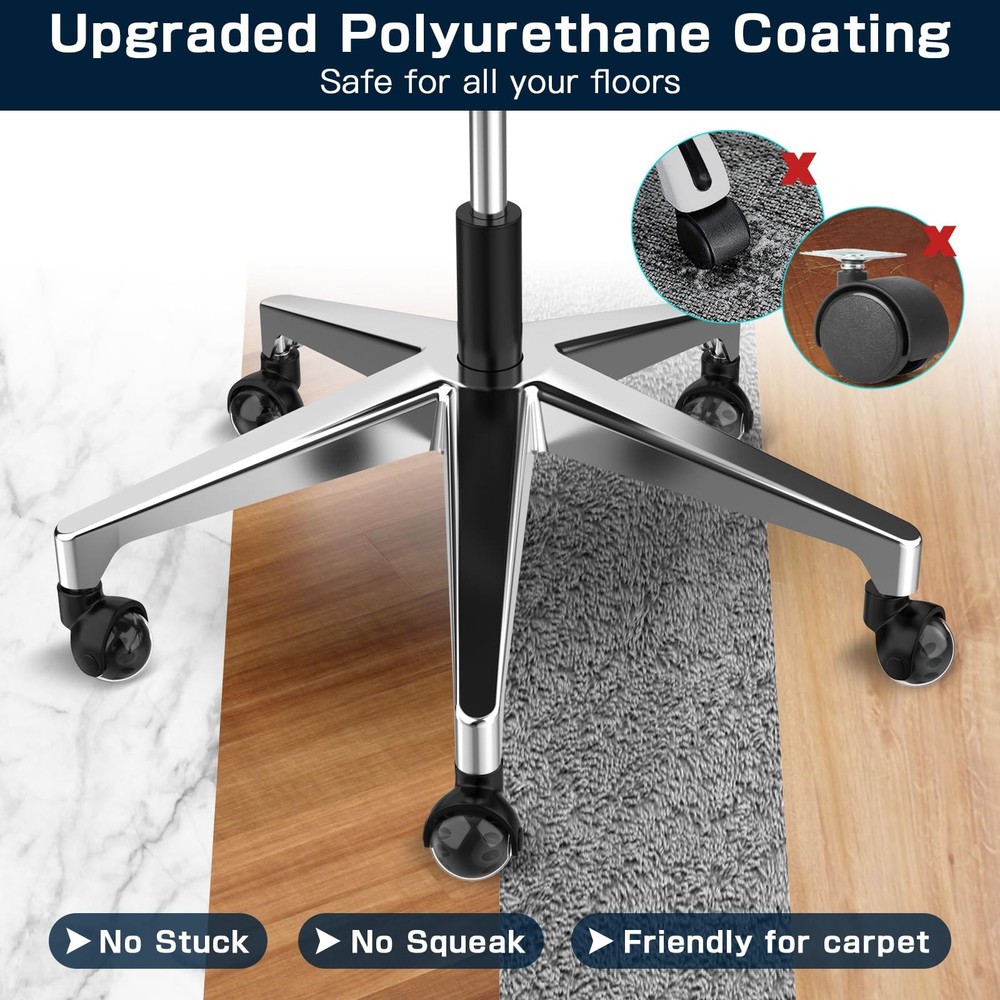 Office Chair Replacement Wheel - Quiet & Smooth Gliding - 2 Inch Heavy Duty Roll