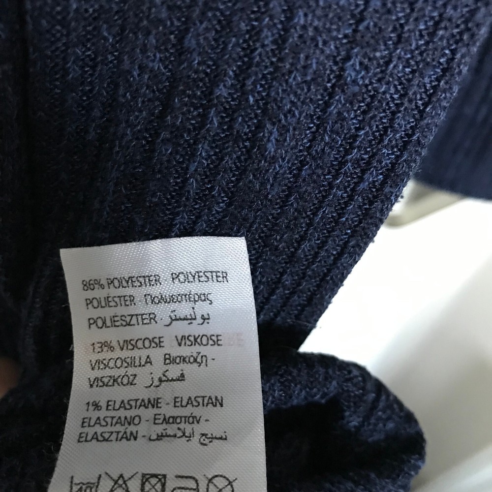 Peacocks Navy Blue Stripe Jumper Size 12 3/4 Sleeve Round Neck Thin Pullover