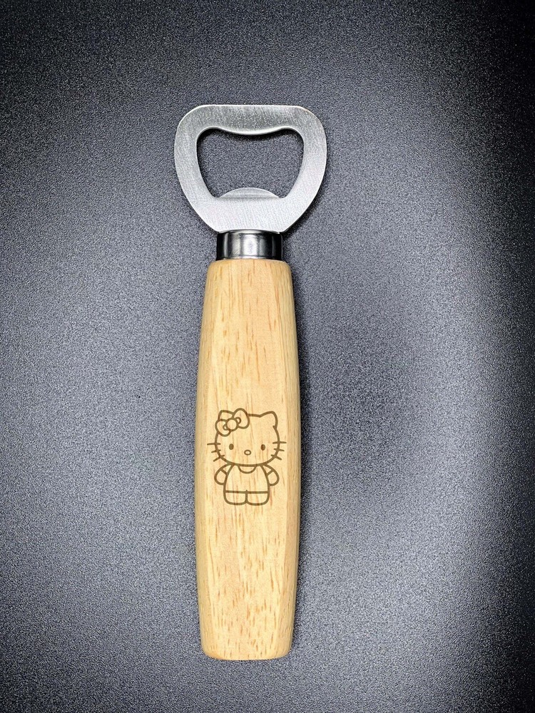 HelloKitty laser engraved wood handle bottle opener pop gift Christmas