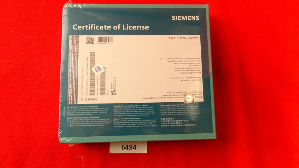 SIMATIC WinCC Basic V17 No. 6AV2100-0AA07-0AA5 BNIB Sealed