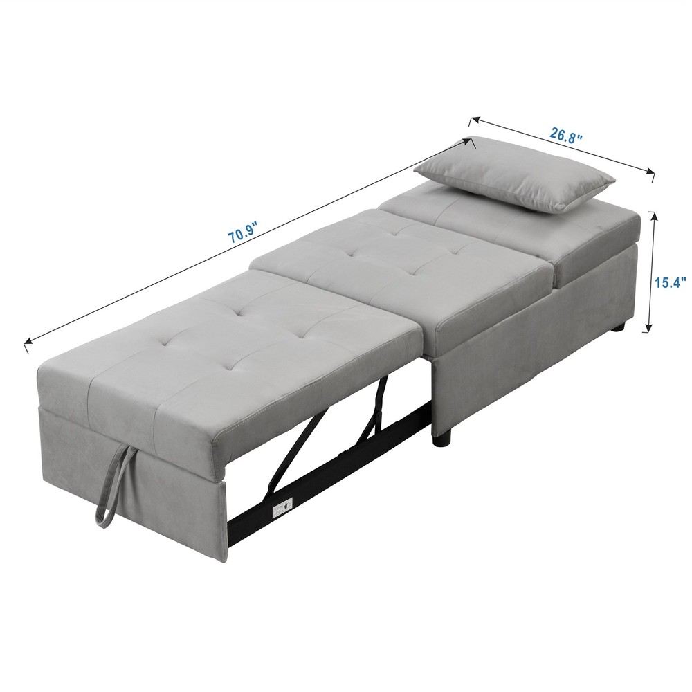 Folding Ottoman Sofa Bed Gray|Grey