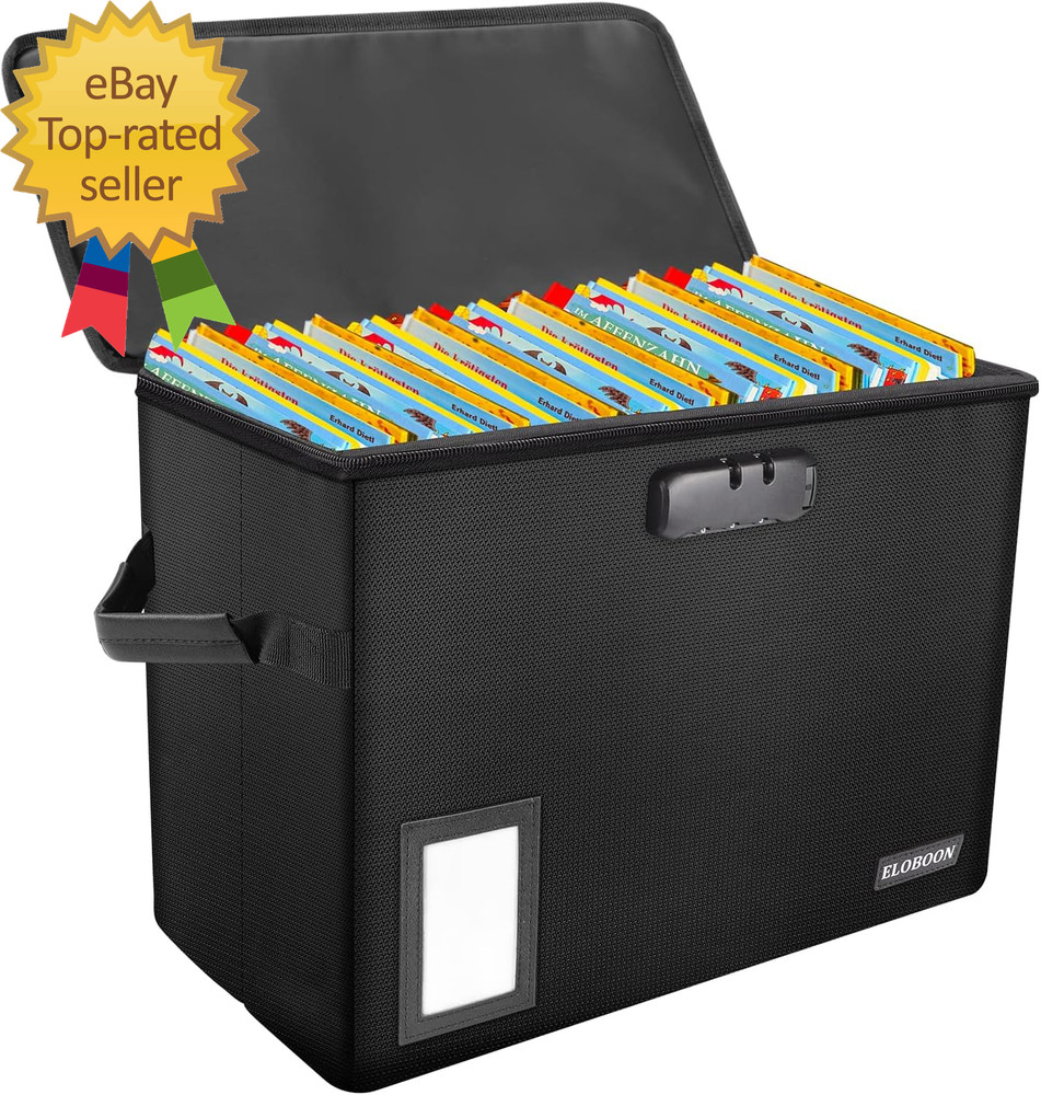 Comic Book Storage Box, Fireproof & Water-Resistant Comic Book Box with Lock an
