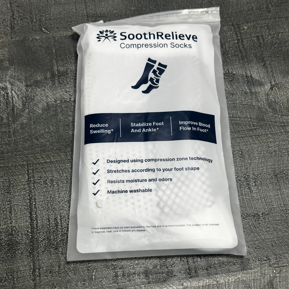 Sooth Relieve Compression Socks Unisex White Large New