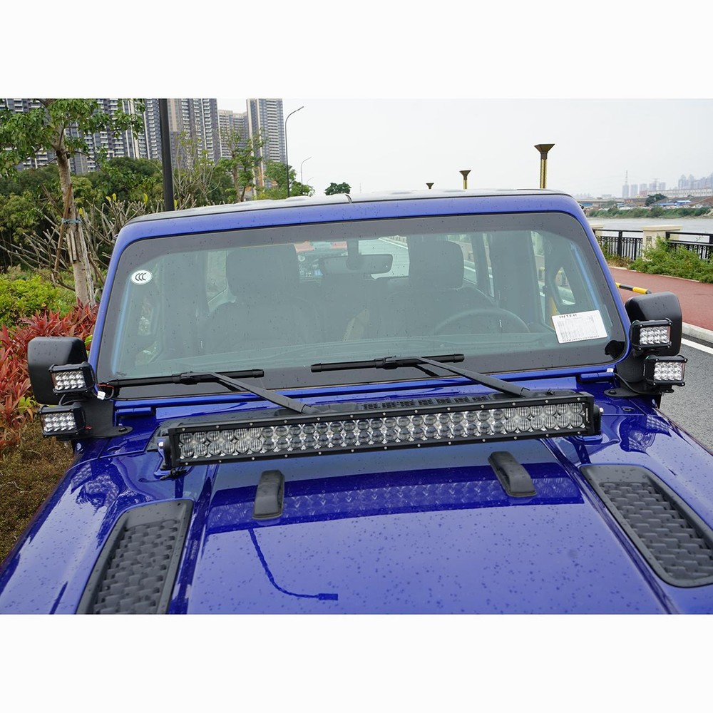 Pair Dual A-Pillar LED Work Light Mounting Bracket for 18-24 Jeep Wrangler JL