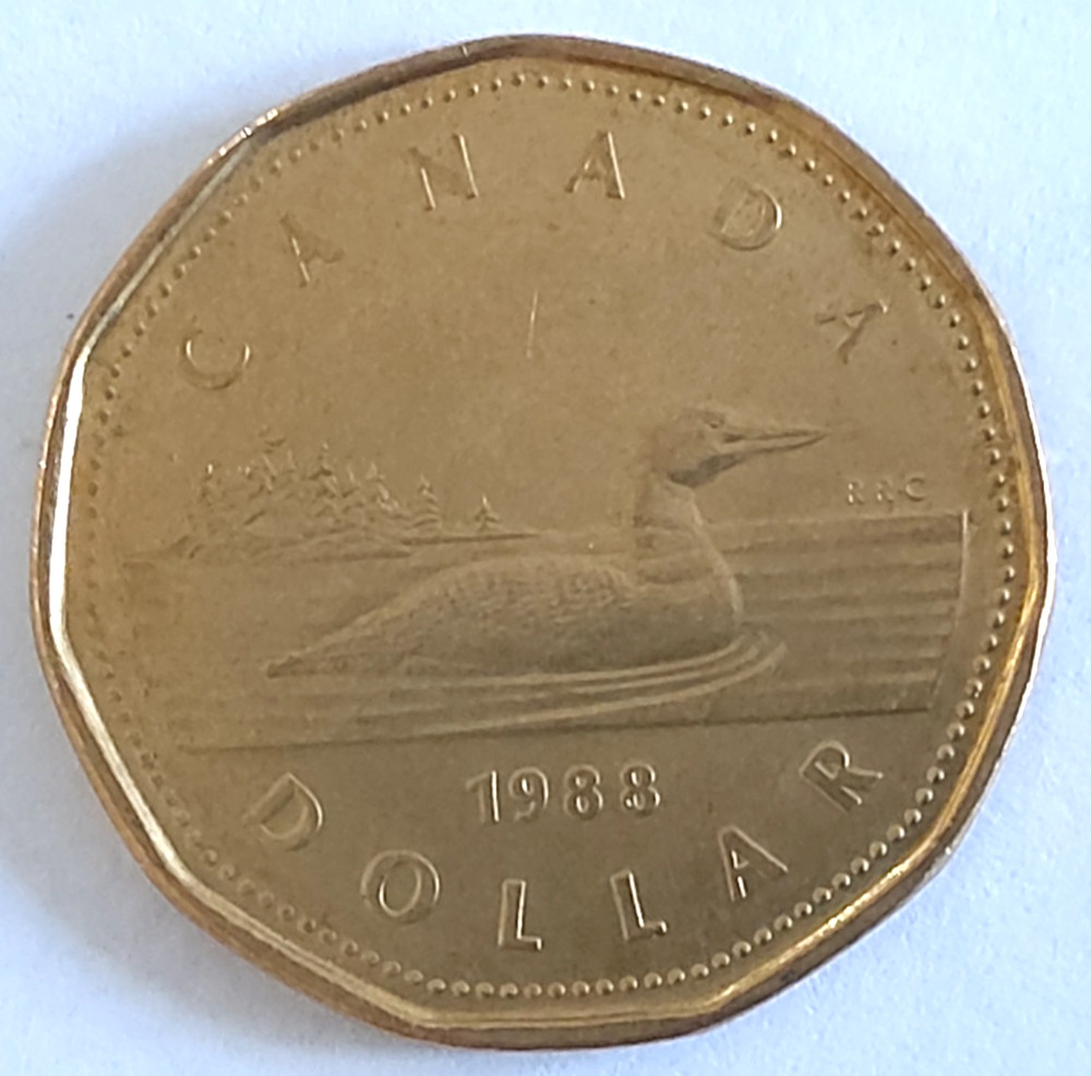 Canada 1 Dollar Coin 1988 , nice grade,             refde65