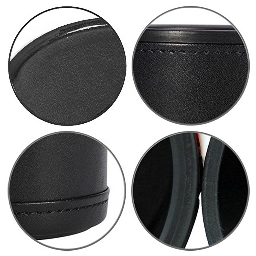 (6) Pearlized Dice Black w/White Pips + Pouch + PU Leather Black Felt Lined Cup