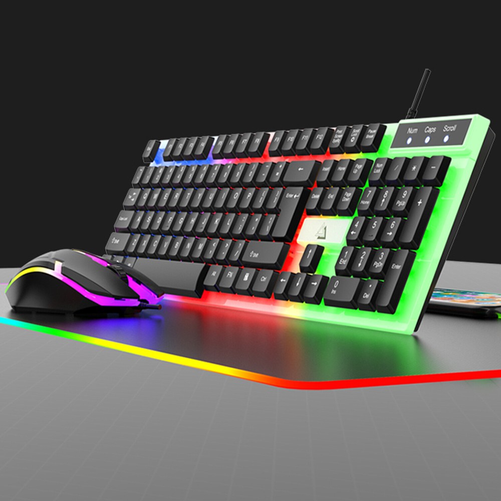 Wired Mechanical Gaming Keyboard and Mouse Set – Backlit for Desktop Computer