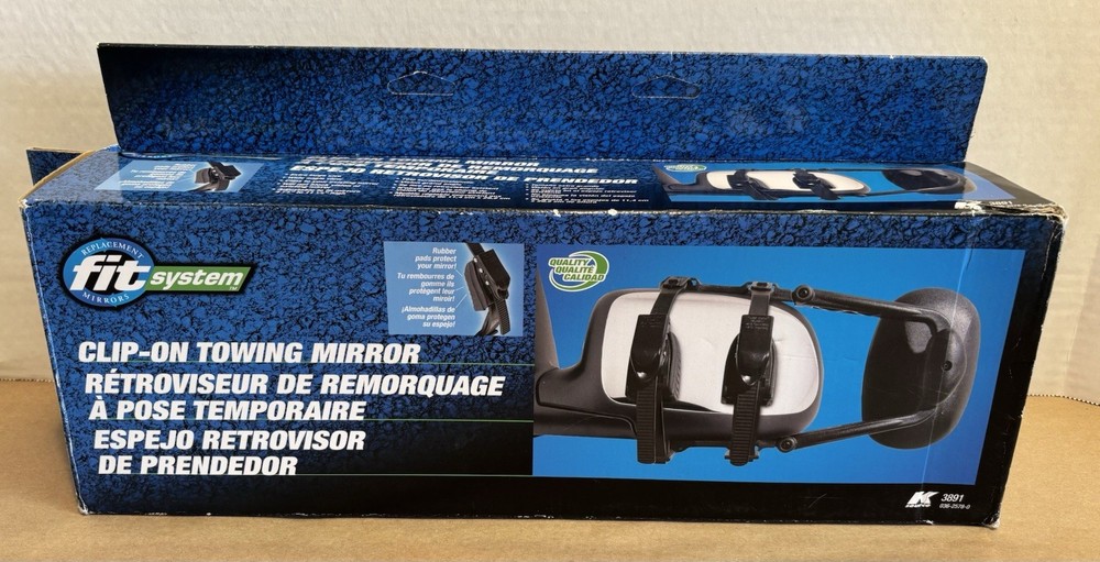 K-Source Fit System 3891 Snap-On Universal Towing Mirror w/ Ratchet Mount Black