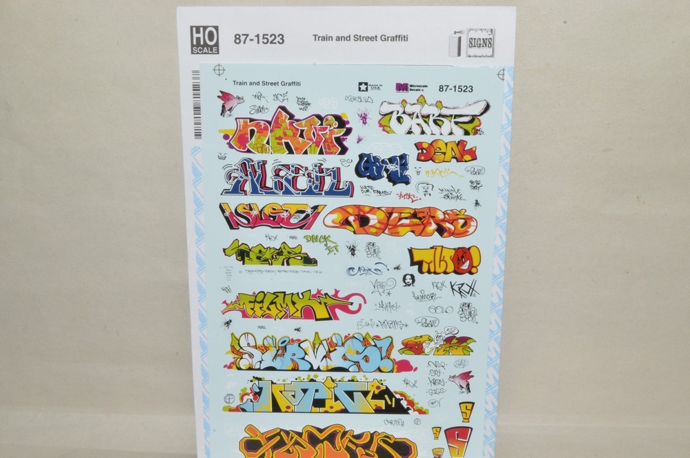 HO scale Microscale decals 87-1523 train and street graffiti tag scribble