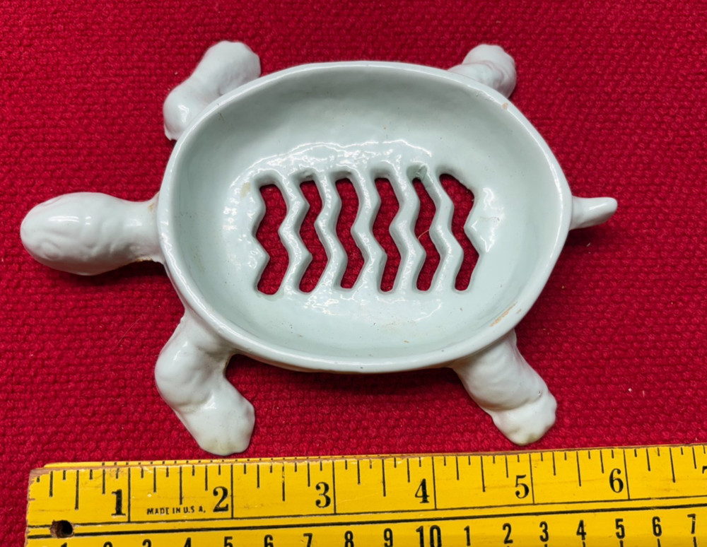 Turtle Cast Iron Soap DIsh painted pale green