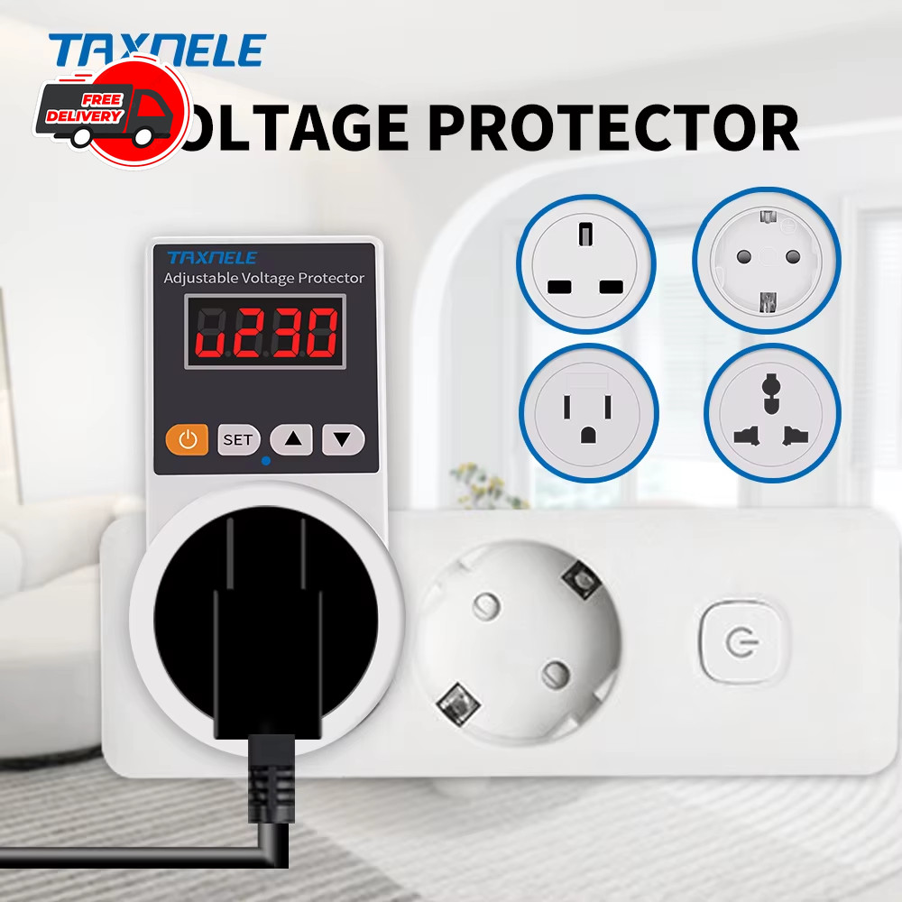 Automatic Voltage Protector Socket AC 220V 16A EU Plug Power Surge Protector ✨