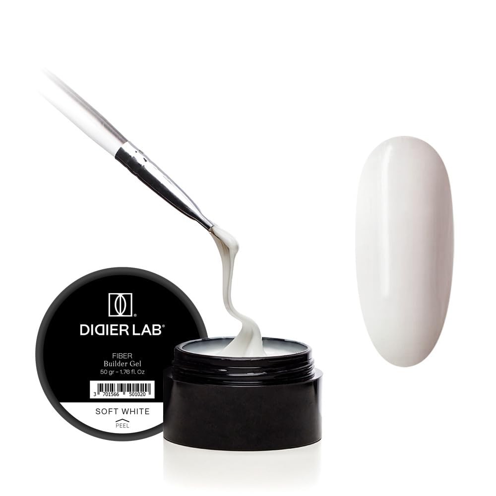 Fiber Builder Soft White – Self-Leveling HEMA-Free Builder for Nails - Ultra-...