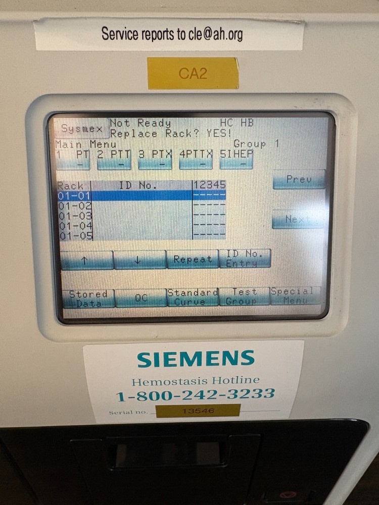 Sysmex CA-600 Series CA-660 Automated Coagulation Analyzer