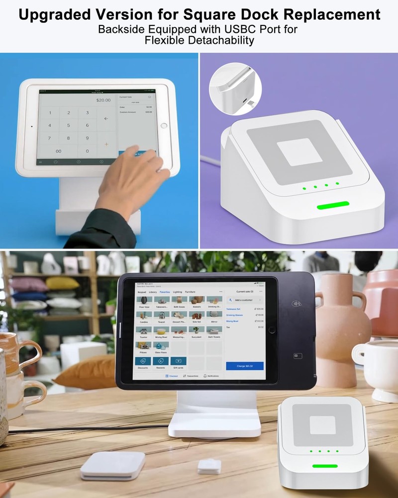 VASTHOME 2nd-Gen Square Card Reader Stand for Dock 2nd White