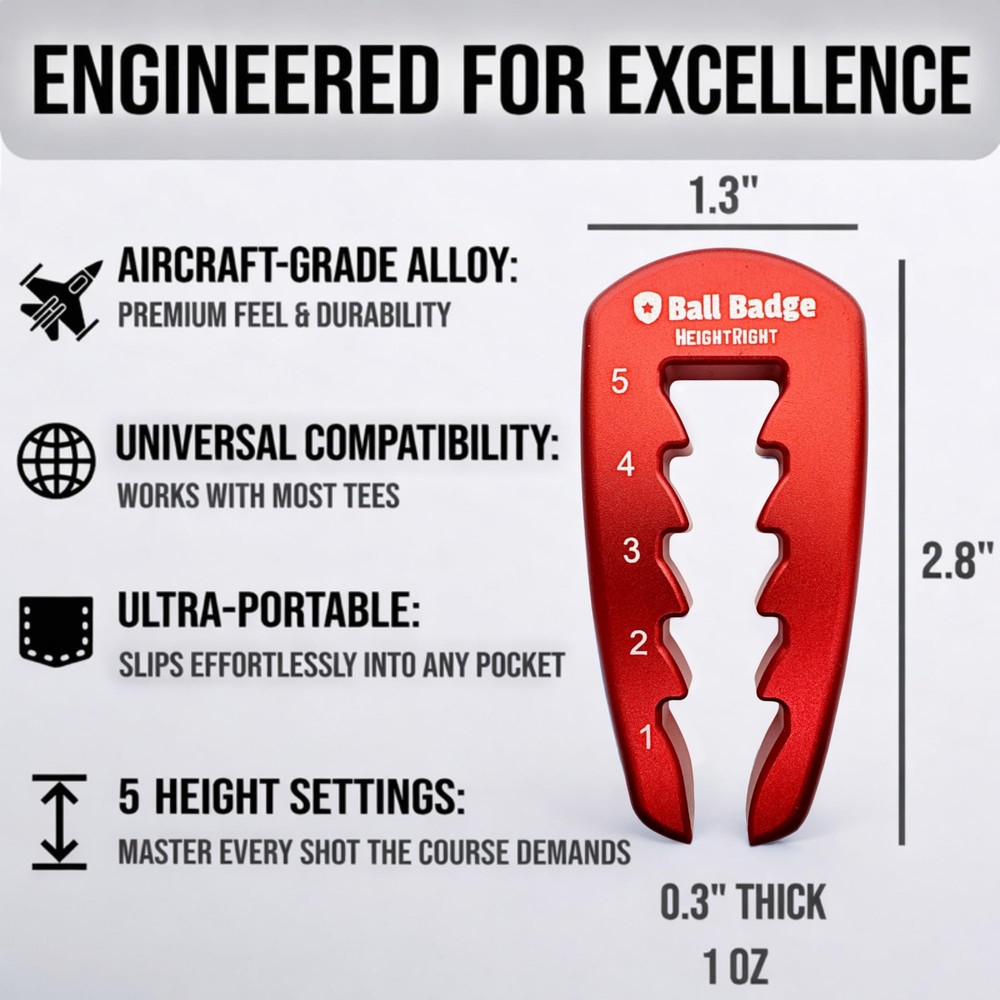 HeightRight Adjustable Golf Tee Height Tool (5-Level Precision) Universal Fit...