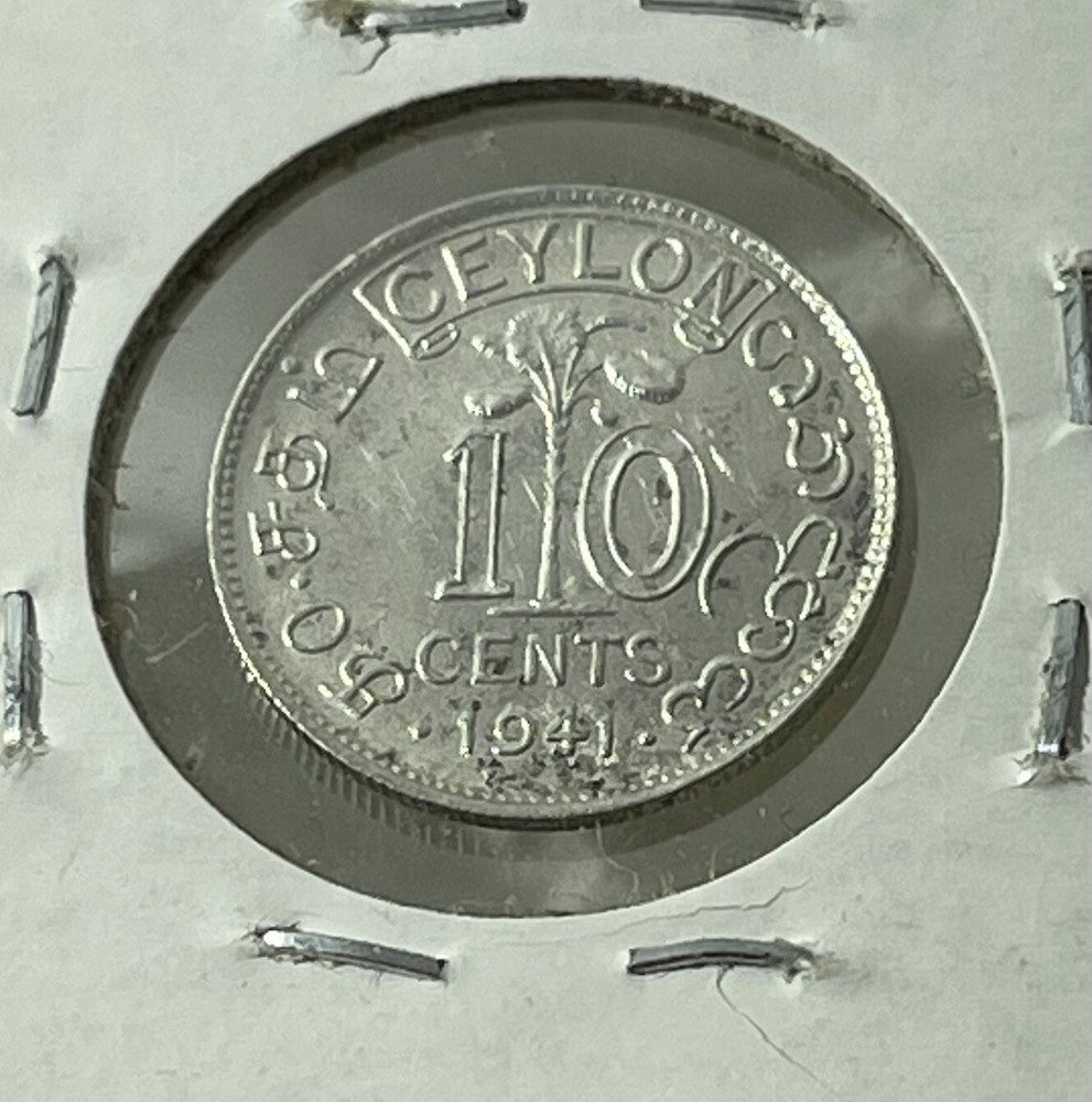 1941 CEYLON • 10 CENT • SILVER COIN UNC