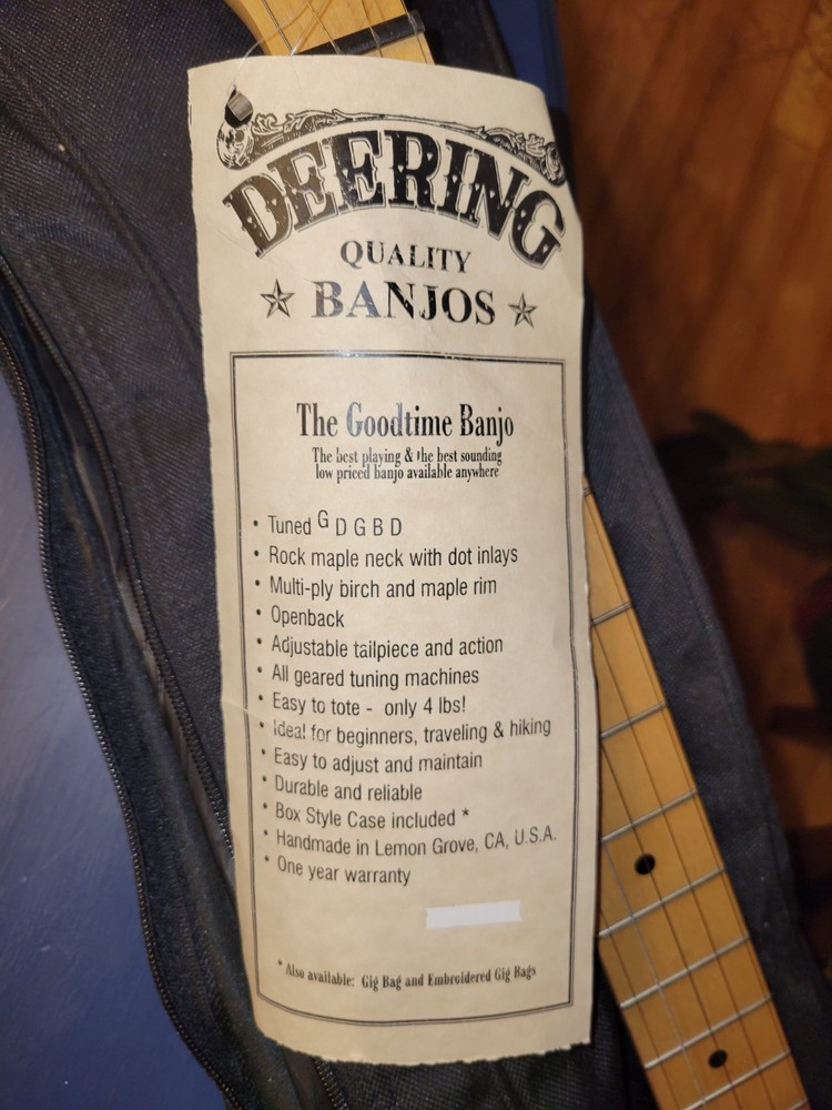 DEERING BANJO GOODTIME Maple 5 String - With Soft case