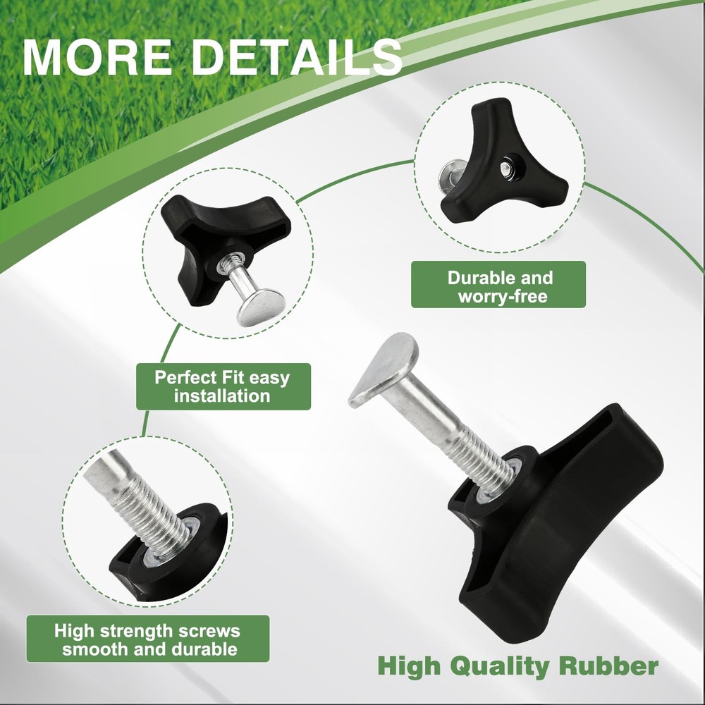 2 Sets Lawn Mower Handle Knobs Nut Bolt, Triangular 2 Set, Black