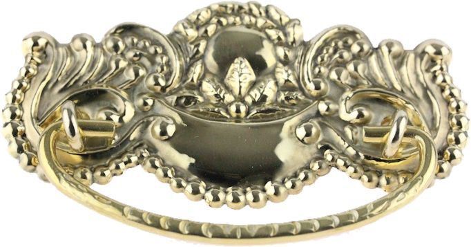 3" Flower & Leaf Design Bail Pull Solid Brass