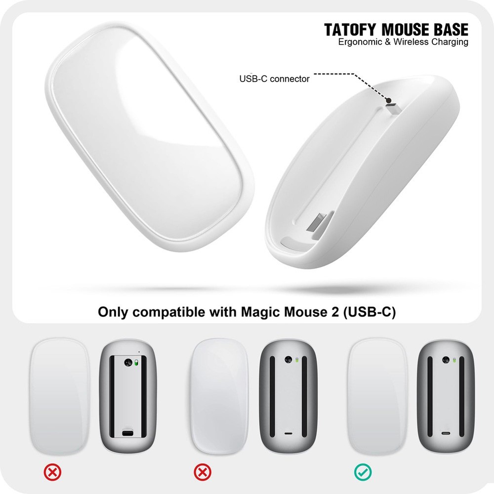 Mouse Charger for Mouse 2, USB-C, Wireless Charging Support, Ergonomic