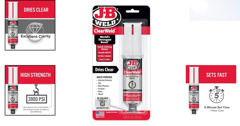 Versatile ClearWeld Epoxy Syringe - Fast 25ml Bonding Solution for All Surfaces