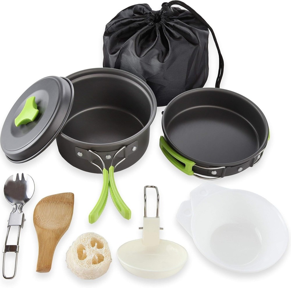 Compact 10-Piece Camping Cookware Set for Efficient Outdoor Cooking Adventures