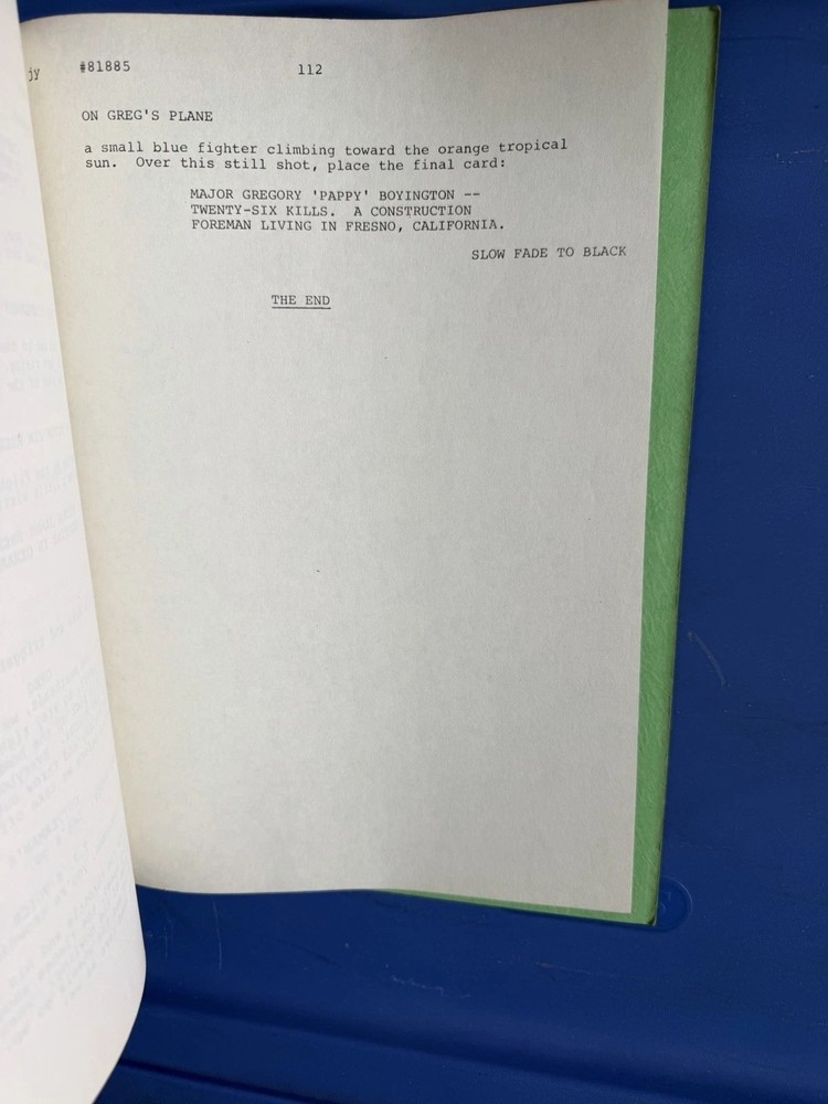 BAA BAA BLACK SHEEP SQUADRON TV SCRIPT 81885 WW2 ROBERT CONRAD ORIGINAL 1976
