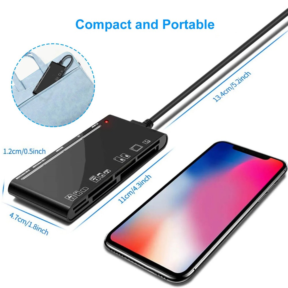 Multi Card Reader 7 in 1 USB C 3.0 5Gbps for SD CF Micro SD XD MS Memory Cards