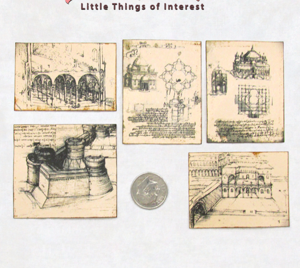 LEONARDO DaVinci ARCHITECTURE BLUE PRINTS SET 6 Pc Miniature 1:12 Scale