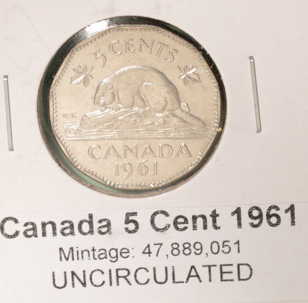 1961 Canada 5 Cent - UNCIRCULATED from Mint Roll 🇨🇦