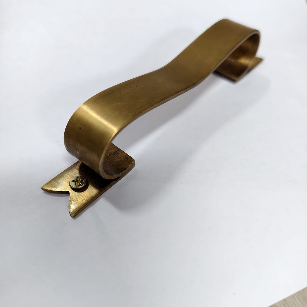 6 D PULL 6" handle heavy ribbon solid heavy brass old style kitchen GRAB 15 cm