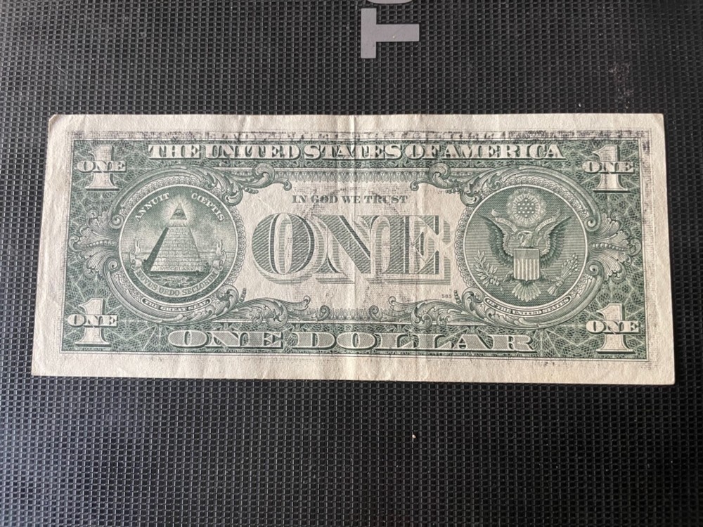 1995 $1 error note OFFSET FRONT TO BACK