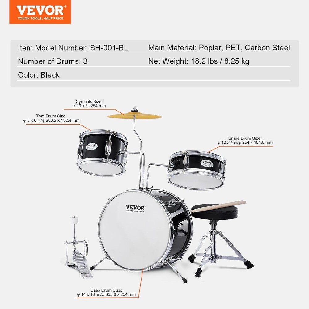 Kids Drum Set SJ-001-BK