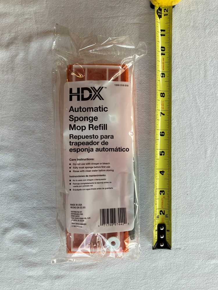 (2) HDX 1000018618 Automatic Sponge Mop Refill, Type S, 9”