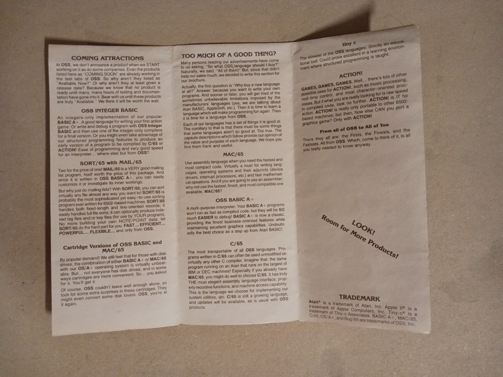 Optimized System Software (OSI), Inc. Mailing Brochure - All Current Products