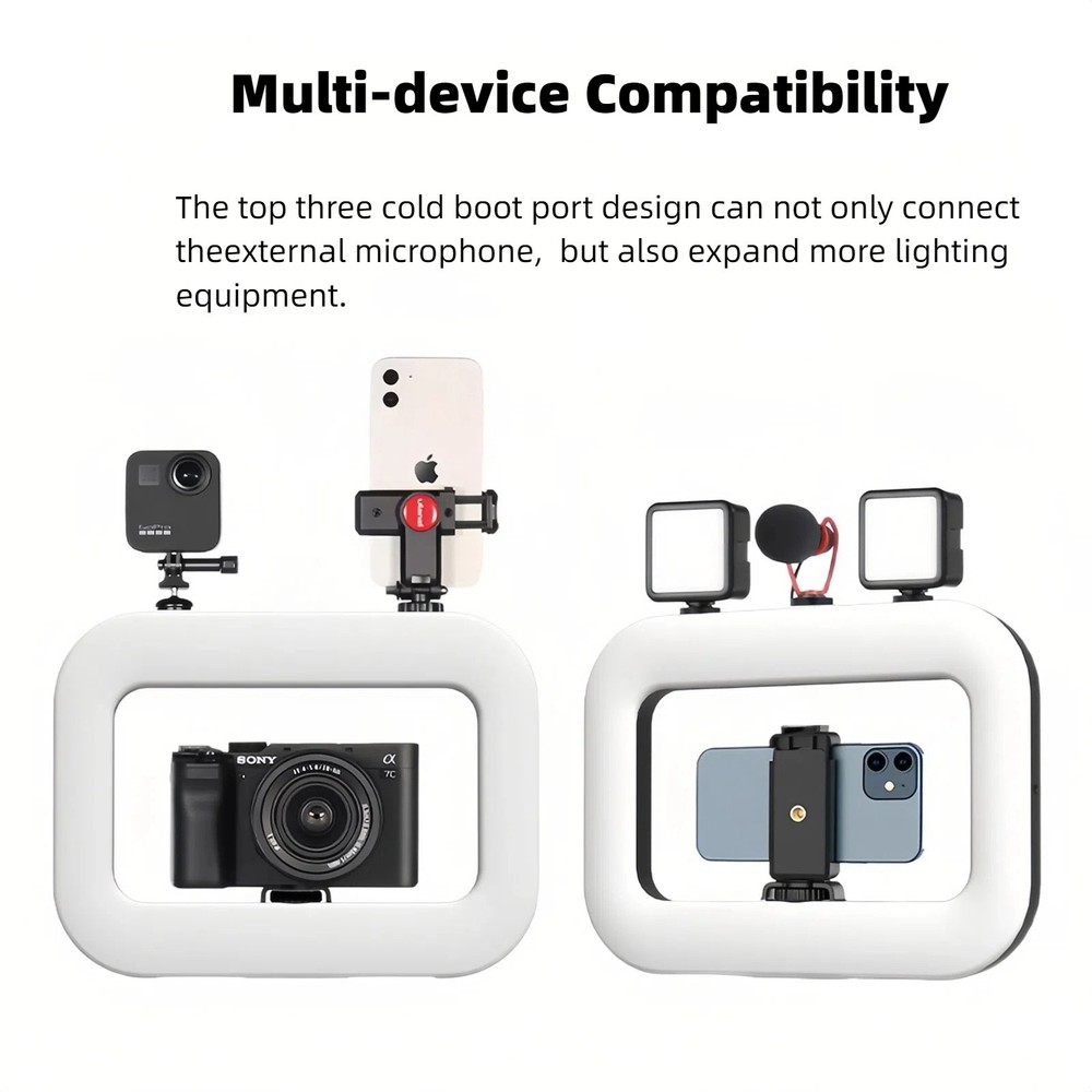 Handheld Fill Light, Rechargeable Selfie Ring Light Cordless Square Fill Light