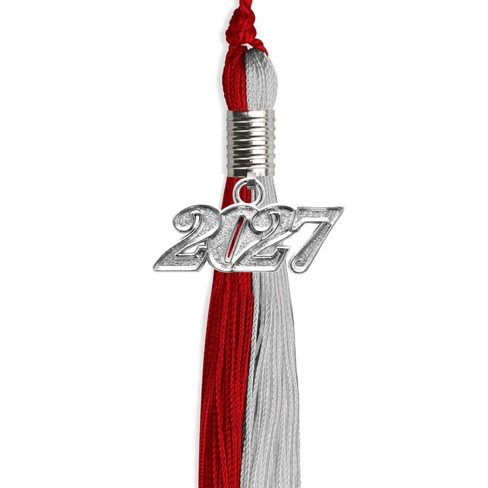 Endea Graduation Red/Grey Tassel With Silver Date Drop