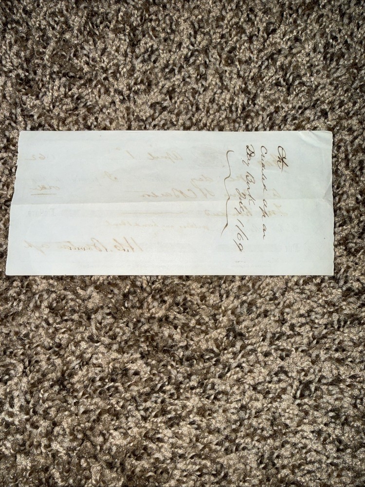 Cashed Vintage Civil War Era Check 1862