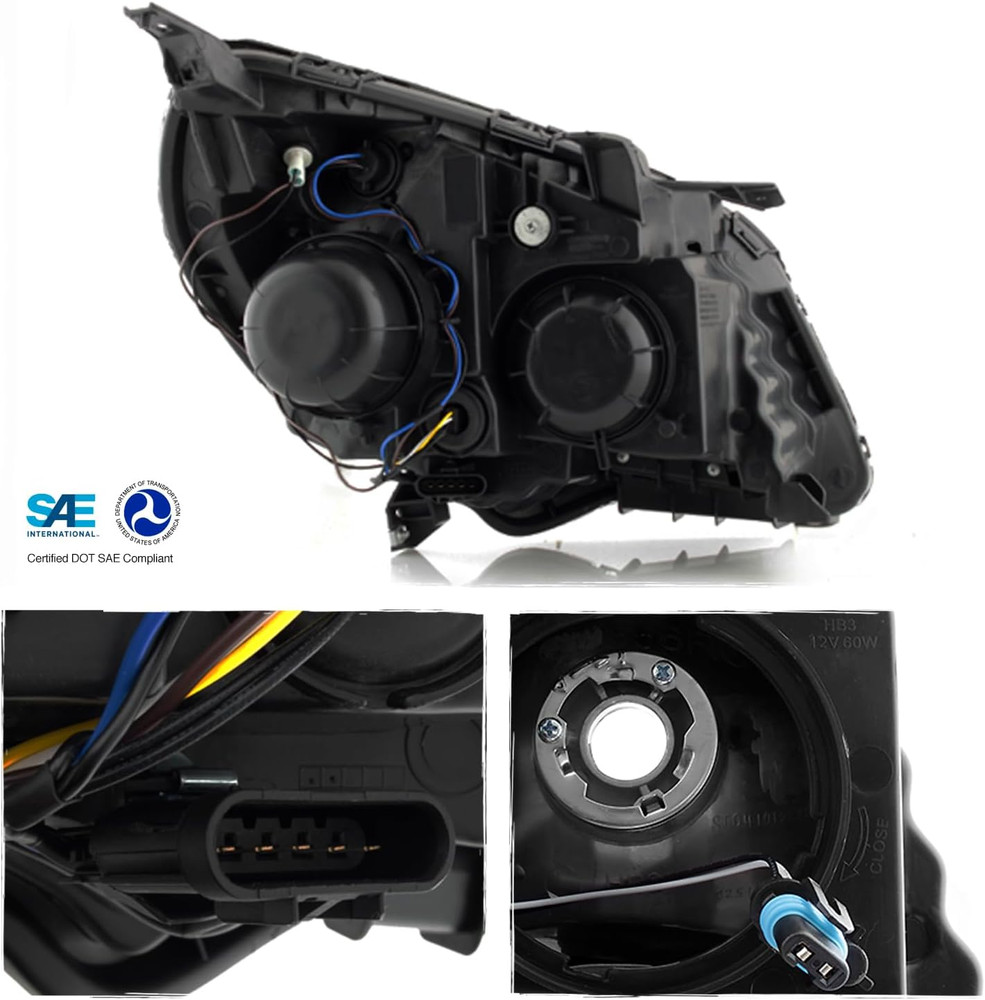 - for BLACK 2010 2011 2012 2013 2014 2015 Chevy Equinox Halogen Type Projector H